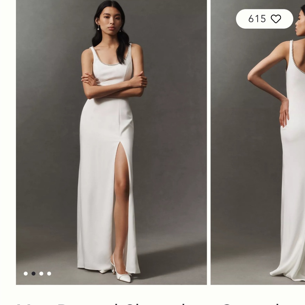 Mac Duggal White Maxi Dress with Slit